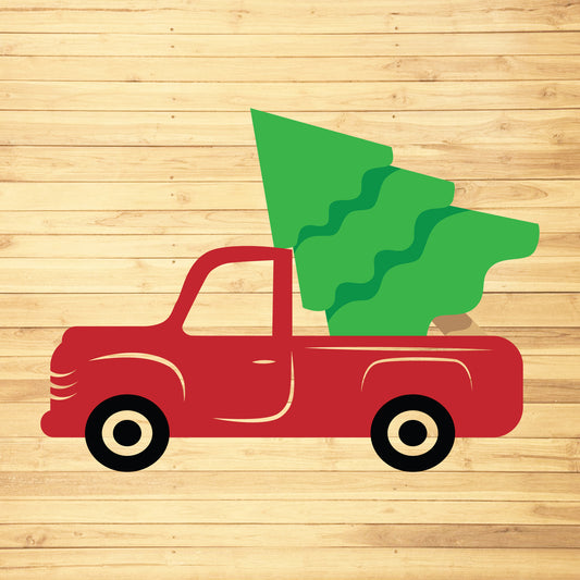 Christmas Tree Red Truck - Christmas Cricut File - VEKTOR KRAFT