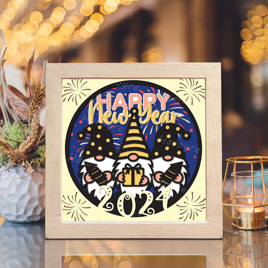 Happy New Year Gnomes – 3D Shadow Box SVG File for Cricut & Silhouette