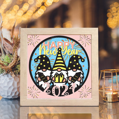 Happy New Year Gnomes – 3D Shadow Box SVG File for Cricut & Silhouette