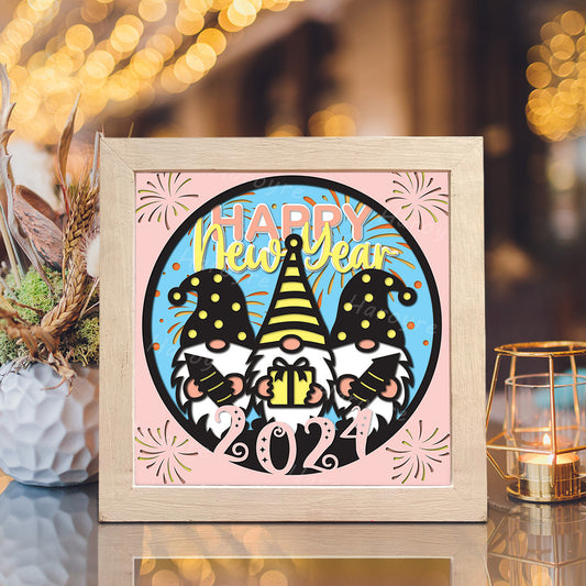 Happy New Year Gnomes – 3D Shadow Box SVG File for Cricut & Silhouette