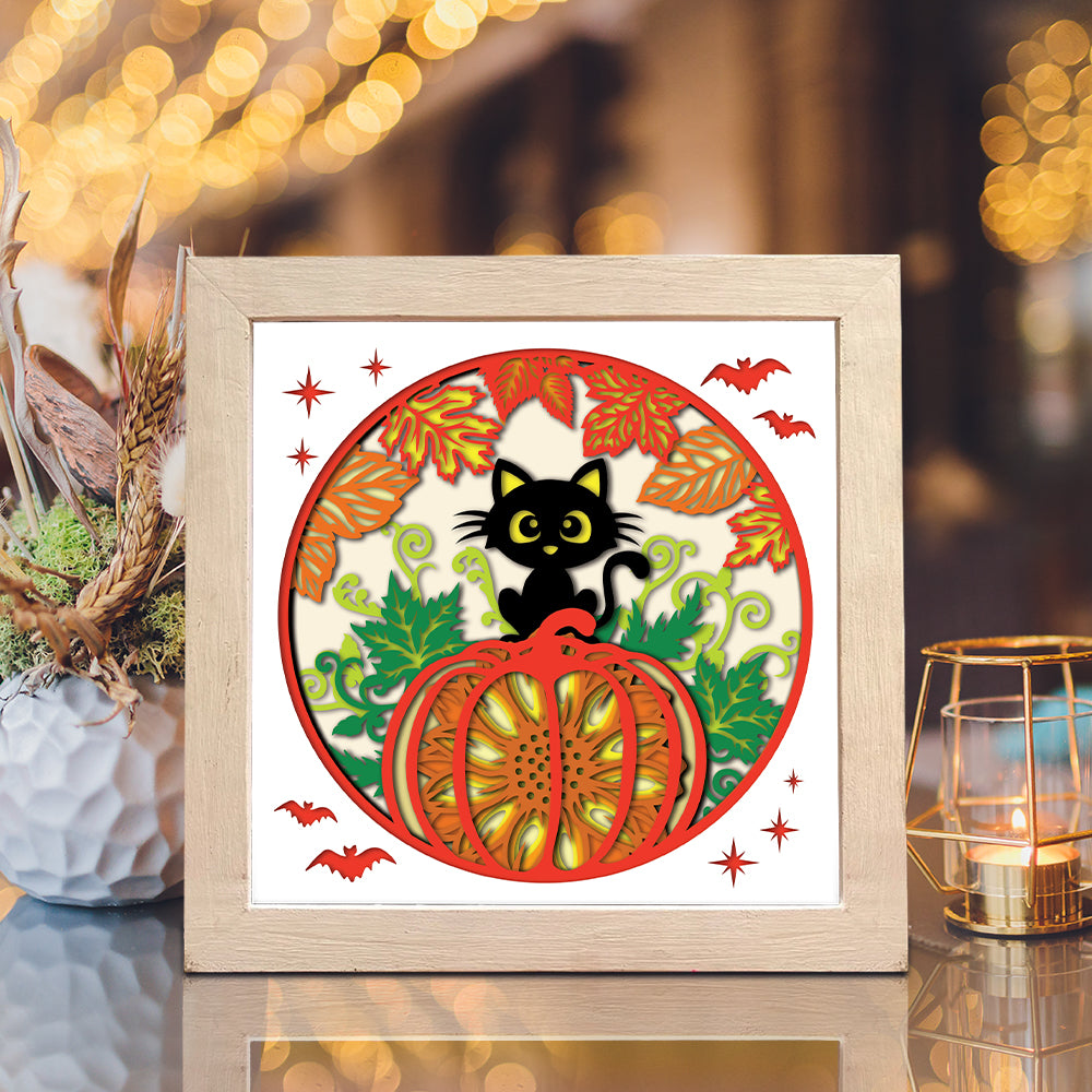 Fall Cat – 3D Shadow Box SVG File for Cricut & Silhouette