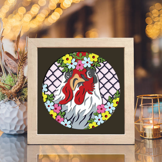 Floral Chicken – 3D Shadow Box SVG File for Cricut & Silhouette