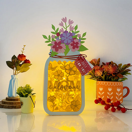 Love You Mom – 3D Floral Mason Jar Box File - Cricut File - VEKTOR KRAFT