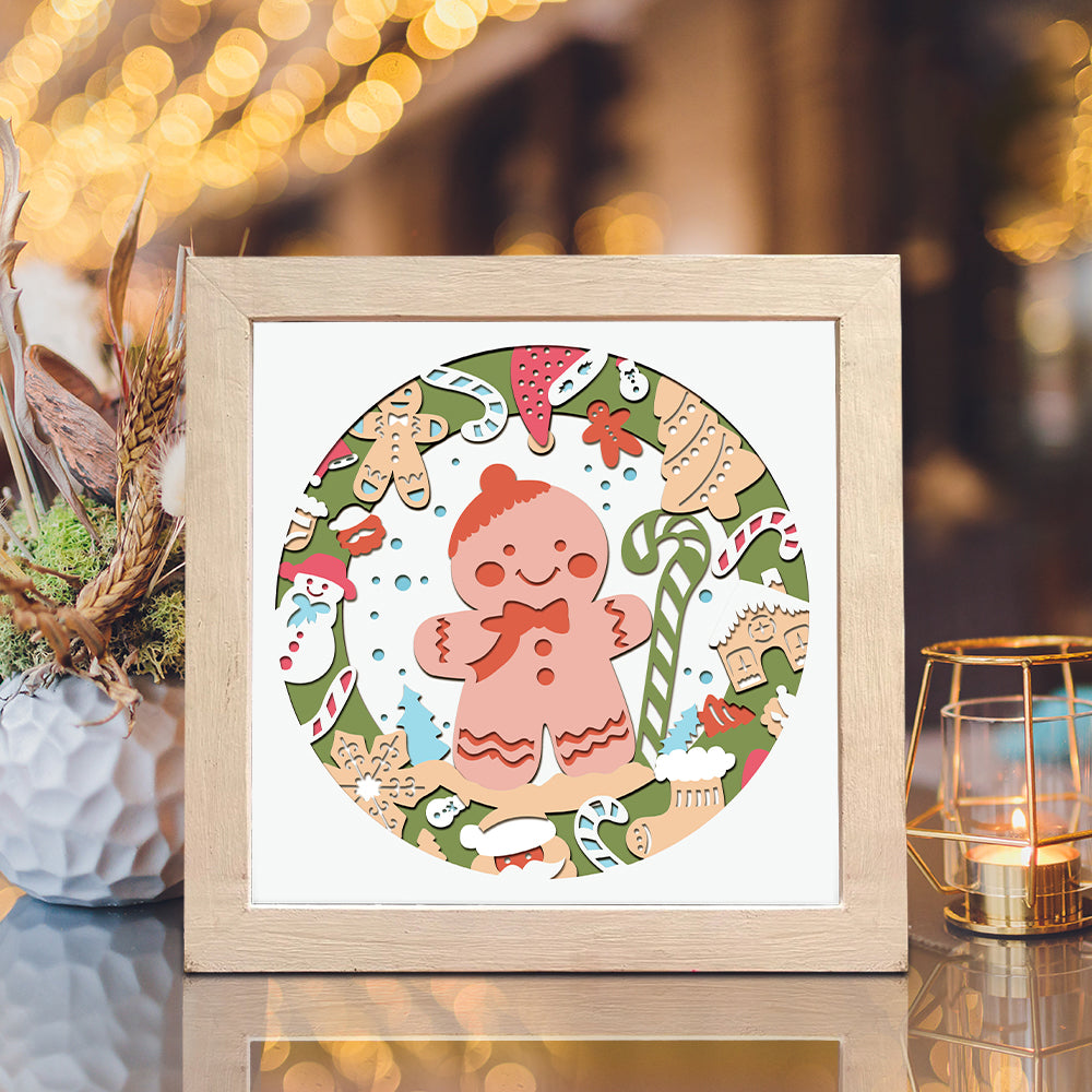 Gingerbread – 3D Christmas Paper Cut Shadow Box File - Cricut File - (8x8 inches) - VEKTOR KRAFT