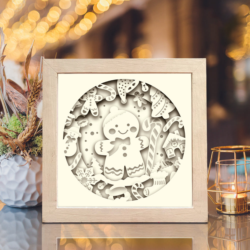 Gingerbread – 3D Christmas Paper Cut Shadow Box File - Cricut File - (8x8 inches) - VEKTOR KRAFT