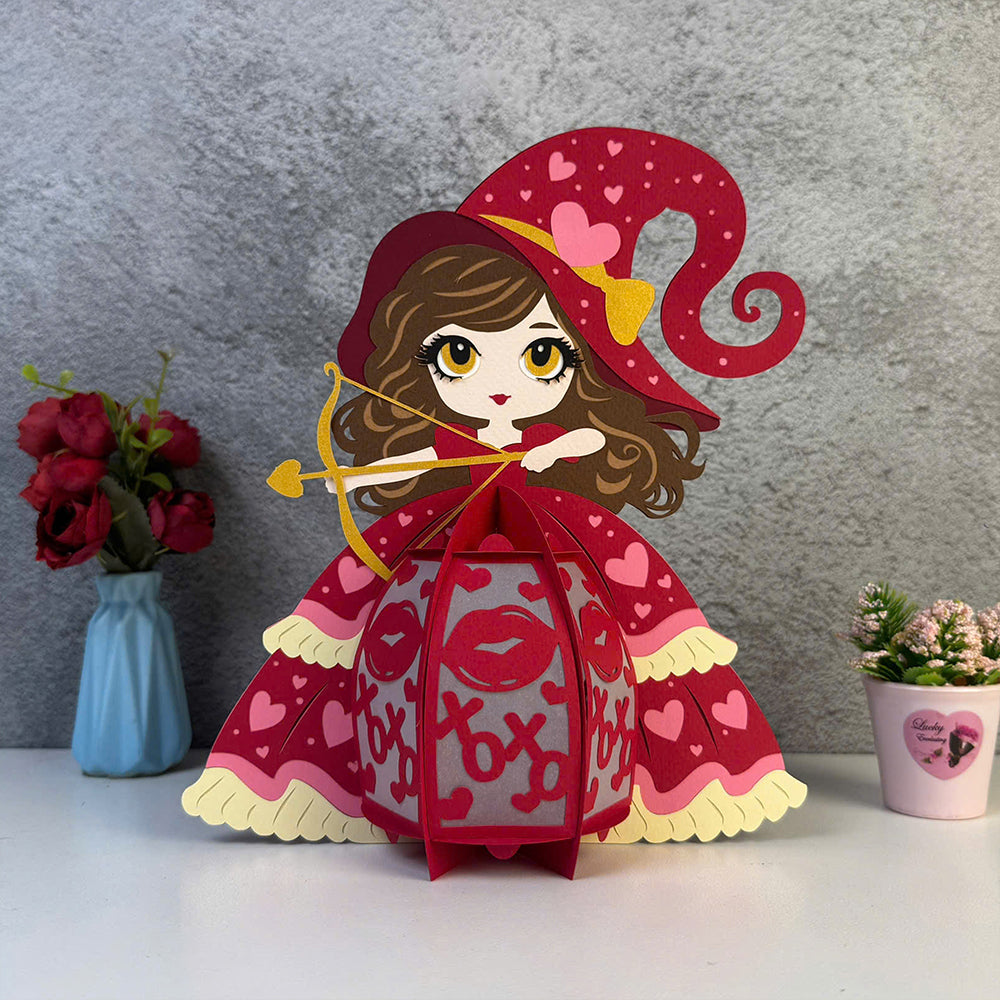 Girl Valentine - 3D Valentine Paper Lantern File  - Cricut File  - VEKTOR KRAFT