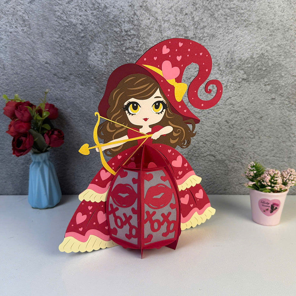 Girl Valentine - 3D Valentine Paper Lantern File  - Cricut File  - VEKTOR KRAFT