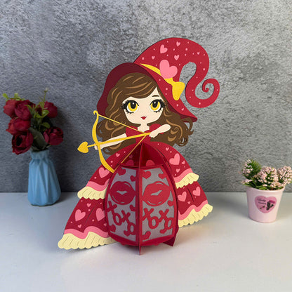 Girl Valentine - 3D Valentine Paper Lantern File  - Cricut File  - VEKTOR KRAFT