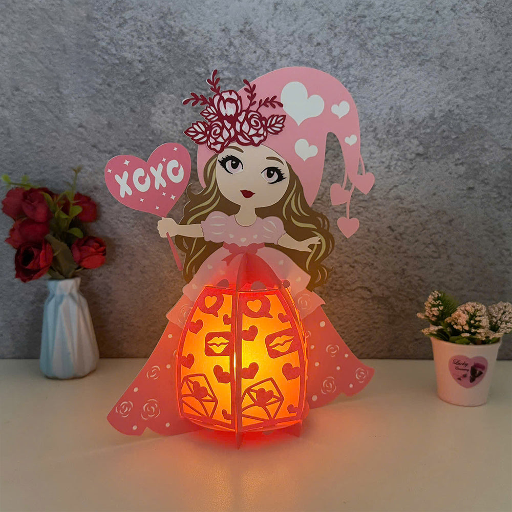 Girl Valentine 2 - 3D Valentine Paper Lantern File  - Cricut File  - VEKTOR KRAFT