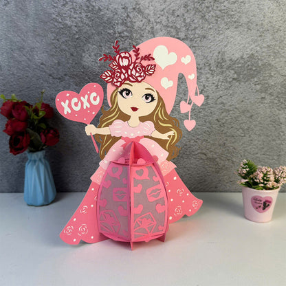 Girl Valentine 2 - 3D Valentine Paper Lantern File  - Cricut File  - VEKTOR KRAFT