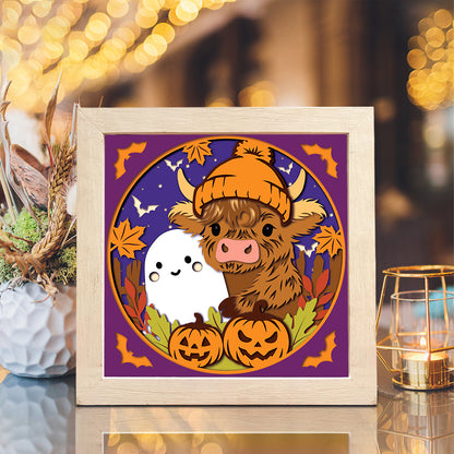 Halloween Highland Cow – 3D Shadow Box SVG File for Cricut & Silhouette