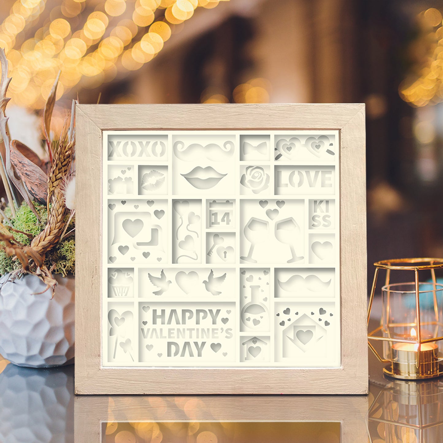 Happy Valentine – 3D Paper Cut Shadow Box File - Cricut File - (8x8 inches) - VEKTOR KRAFT