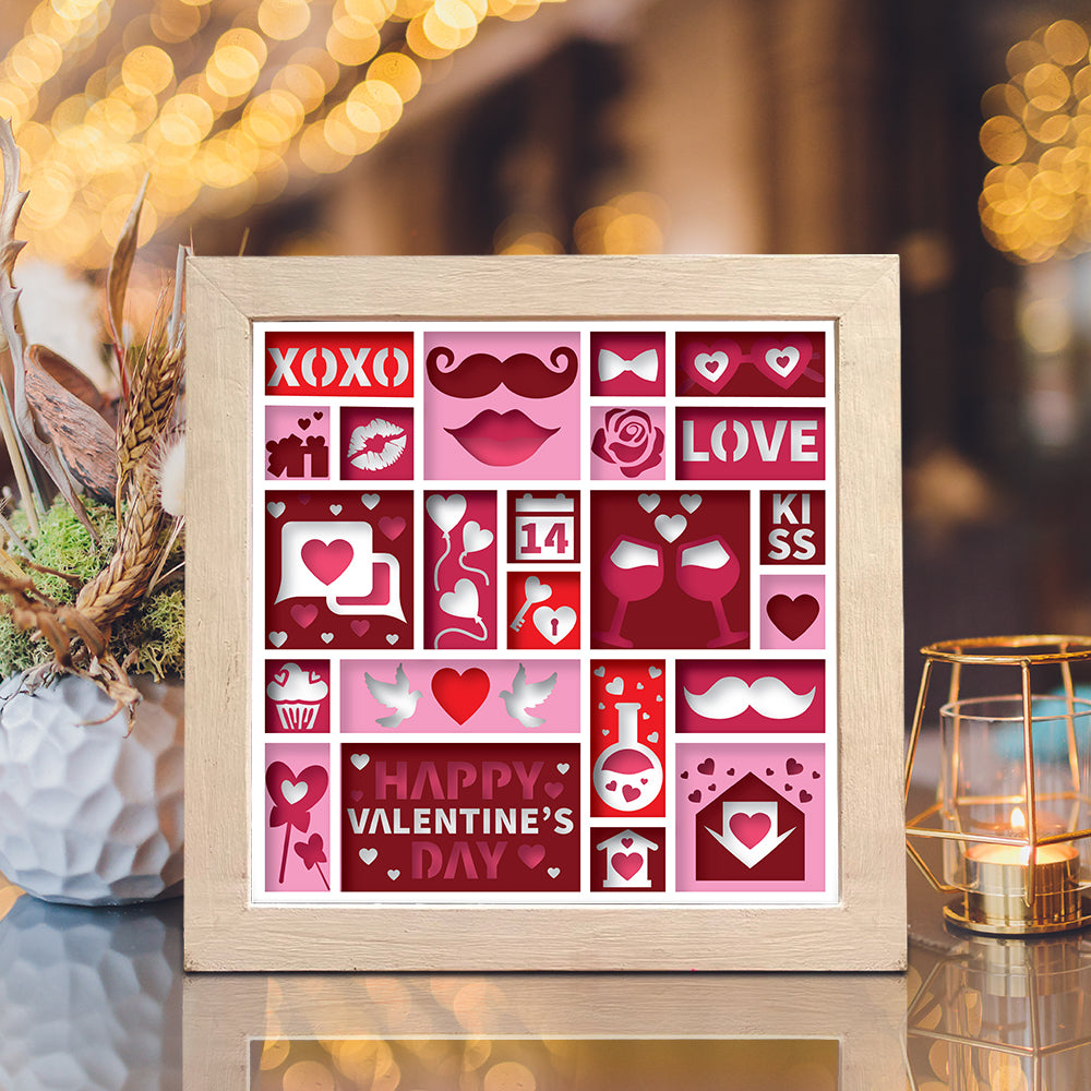 Happy Valentine – 3D Paper Cut Shadow Box File - Cricut File - (8x8 inches) - VEKTOR KRAFT
