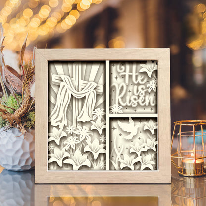 He Is Risen 4 – 3D Paper Cut Shadow Box File - Cricut File - (8x8 inches) - VEKTOR KRAFT