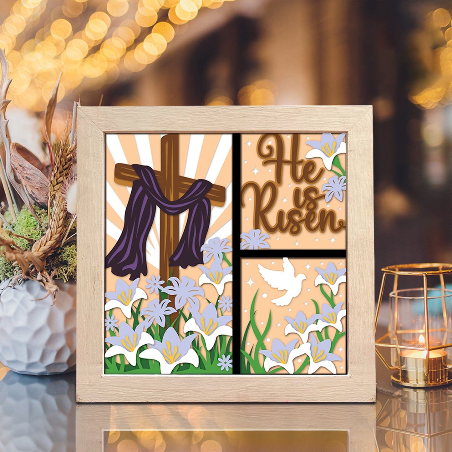 He Is Risen 4 – 3D Paper Cut Shadow Box File - Cricut File - (8x8 inches) - VEKTOR KRAFT