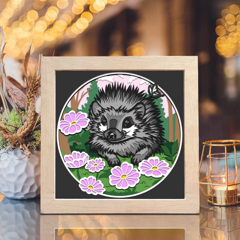 Hedgehog 2 – 3D Paper Cut Shadow Box File - Cricut File - (8x8 inches) - VEKTOR KRAFT