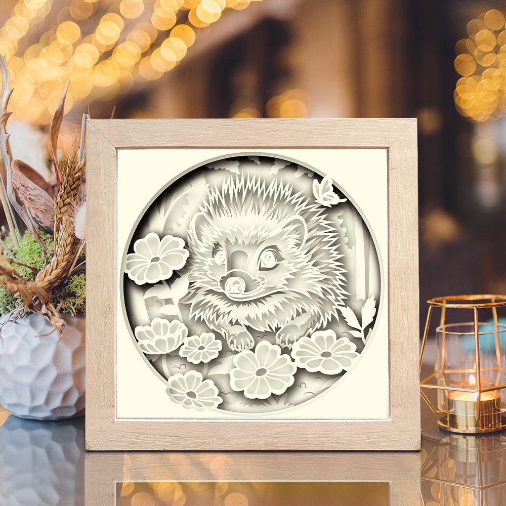 Hedgehog 2 – 3D Paper Cut Shadow Box File - Cricut File - (8x8 inches) - VEKTOR KRAFT