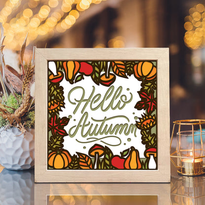 Hello Autumn – 3D Paper Cut Shadow Box File - Cricut File - (8x8 inches) - VEKTOR KRAFT
