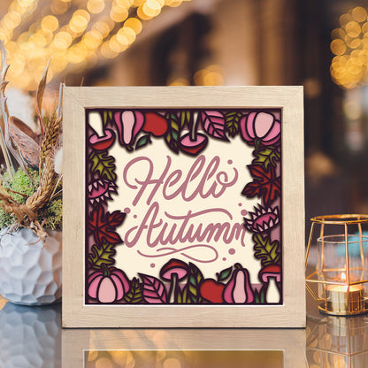 Hello Autumn – 3D Paper Cut Shadow Box File - Cricut File - (8x8 inches) - VEKTOR KRAFT