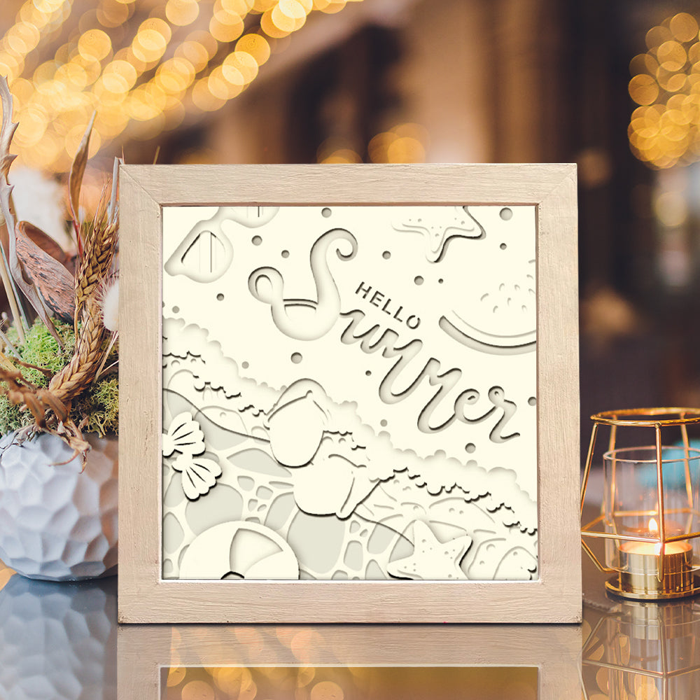 Hello Summer 2 – 3D Paper Cut Shadow Box File - Cricut File - (8x8 inches) - VEKTOR KRAFT