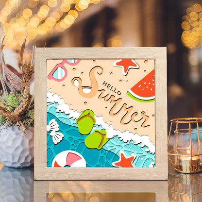 Hello Summer 2 – 3D Paper Cut Shadow Box File - Cricut File - (8x8 inches) - VEKTOR KRAFT