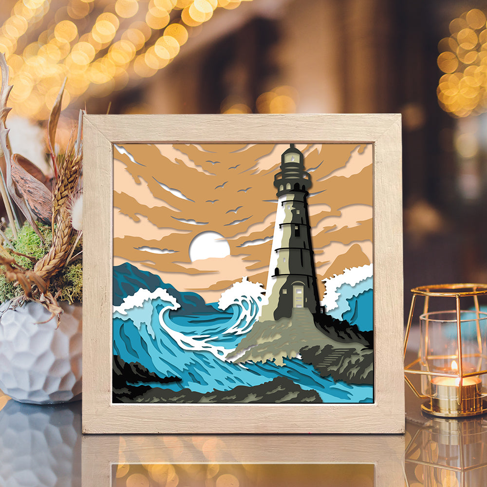 Lighthouse 14 – 3D Landscape Paper Cut Shadow Box File  - Cricut File - (8x8 inches) - VEKTOR KRAFT