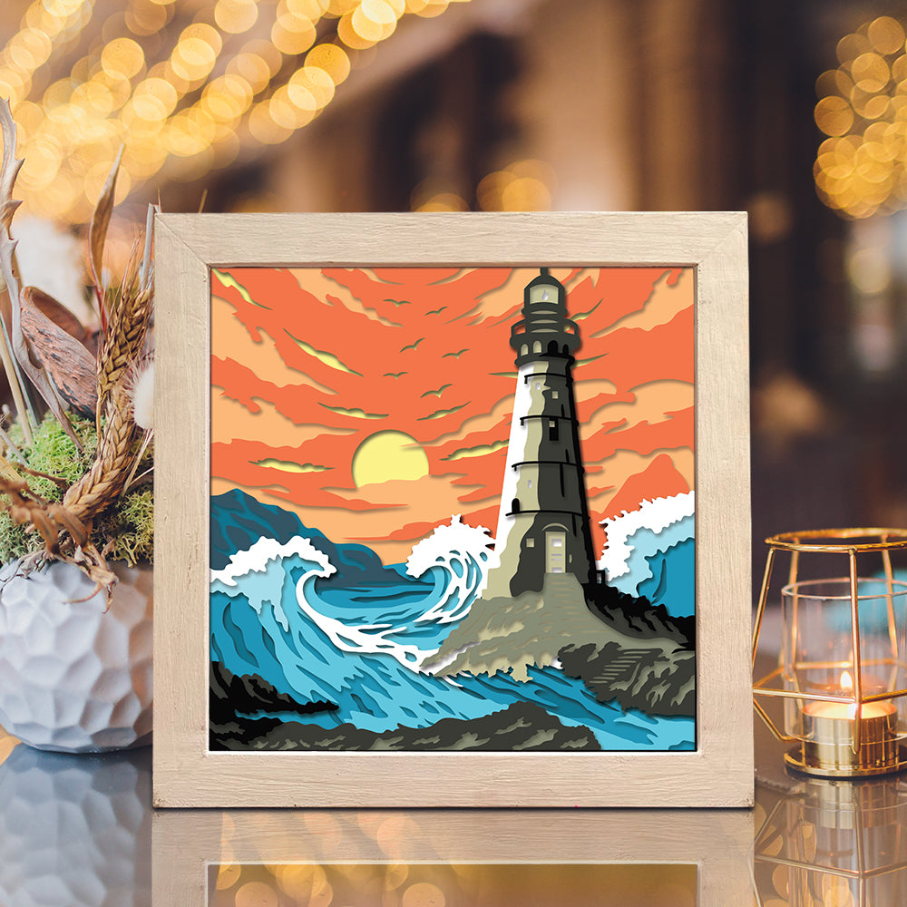 Lighthouse 14 – 3D Landscape Paper Cut Shadow Box File  - Cricut File - (8x8 inches) - VEKTOR KRAFT