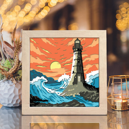 Lighthouse 14 – 3D Landscape Paper Cut Shadow Box File  - Cricut File - (8x8 inches) - VEKTOR KRAFT
