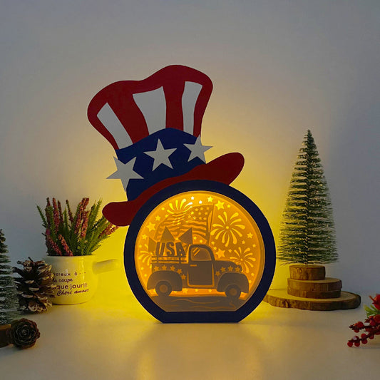 Independence Day Car – 3D Independence Day Hat Box File - Cricut File - VEKTOR KRAFT