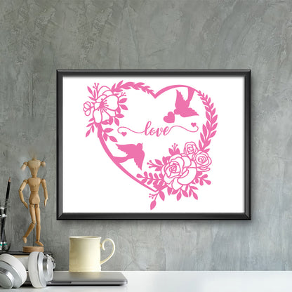 Floral Heart Love Birds – Kirigami – 3D Lightbox SVG File for Cricut & Silhouette