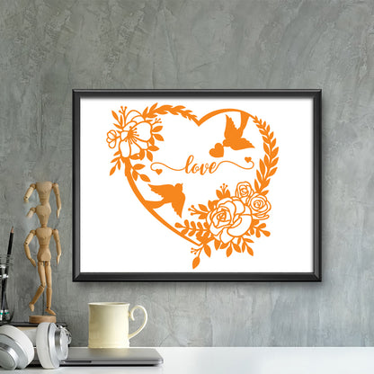 Floral Heart Love Birds – Kirigami – 3D Lightbox SVG File for Cricut & Silhouette