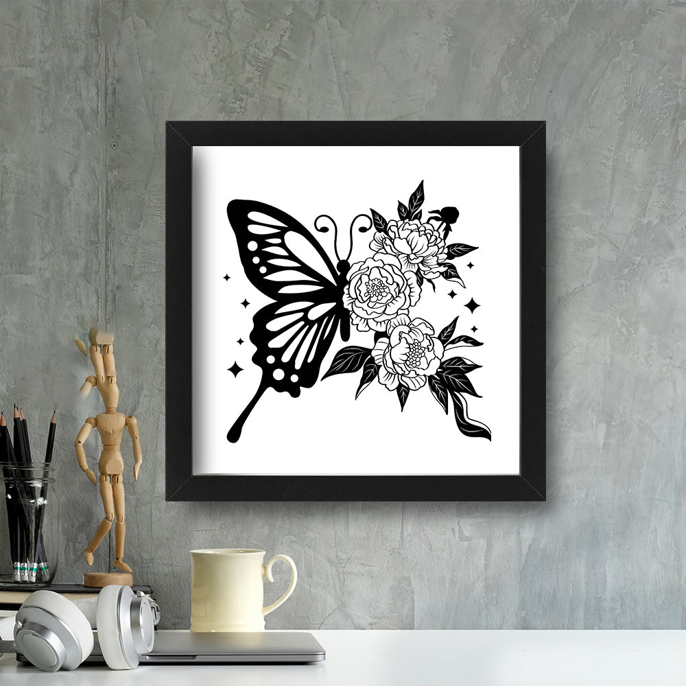 Half Butterfly And Flower – Kirigami – 3D Lightbox SVG File for Cricut & Silhouette