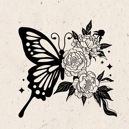 Half Butterfly And Flower – Kirigami - Cricut File - VEKTOR KRAFT