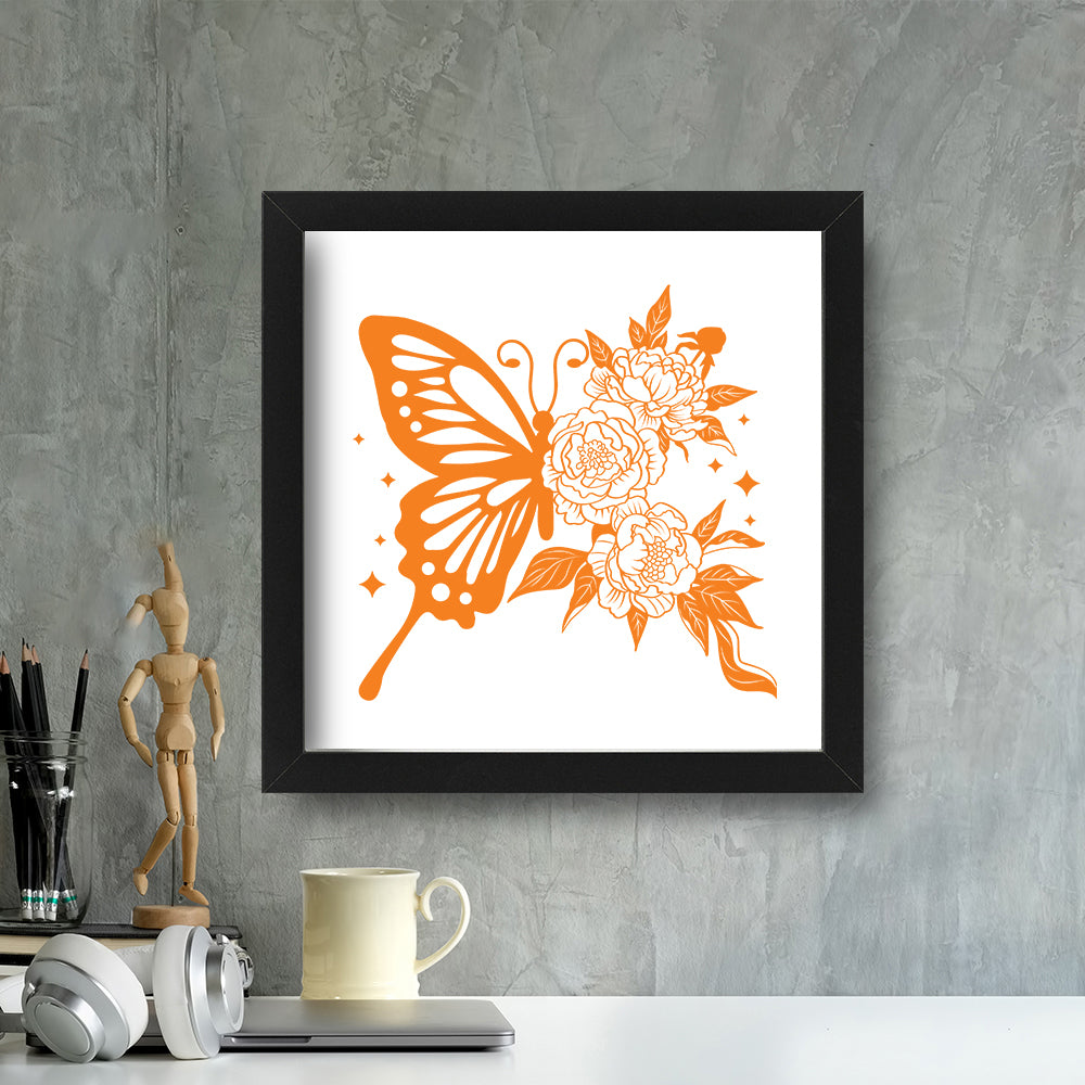 Half Butterfly And Flower – Kirigami – 3D Lightbox SVG File for Cricut & Silhouette