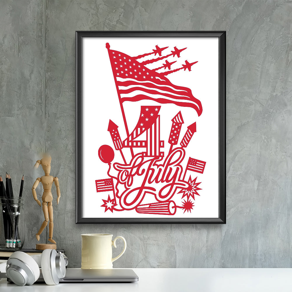Happy 4th Of July 2 – Kirigami – 3D Lightbox SVG File for Cricut & Silhouette