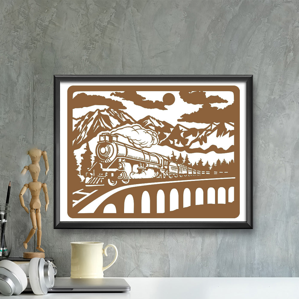 Old Train – Kirigami – 3D Lightbox SVG File for Cricut & Silhouette