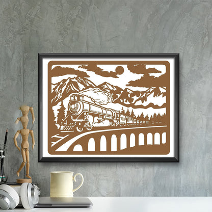 Old Train – Kirigami – 3D Lightbox SVG File for Cricut & Silhouette