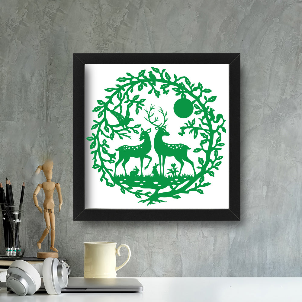 Romantic Deer – Kirigami – 3D Lightbox SVG File for Cricut & Silhouette
