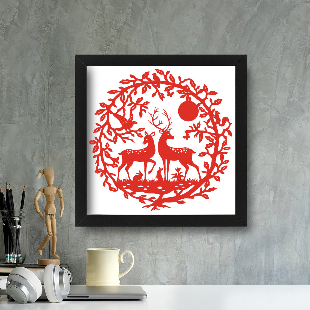 Romantic Deer – Kirigami – 3D Lightbox SVG File for Cricut & Silhouette