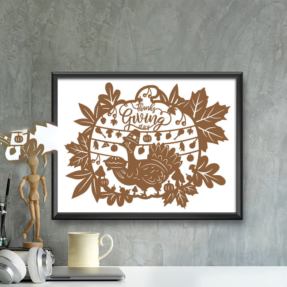 Thanksgiving Day 1 – Kirigami – 3D Lightbox SVG File for Cricut & Silhouette