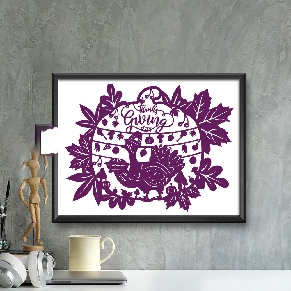 Thanksgiving Day 1 – Kirigami – 3D Lightbox SVG File for Cricut & Silhouette