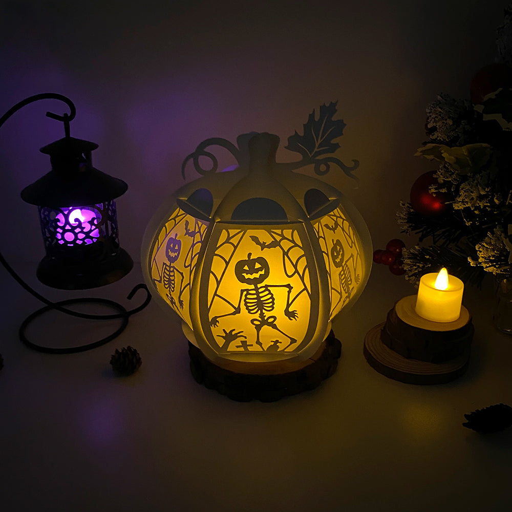 Pumpkin Dancing Skeletons - 3D Pumpkin Lantern File  - Cricut File  - VEKTOR KRAFT
