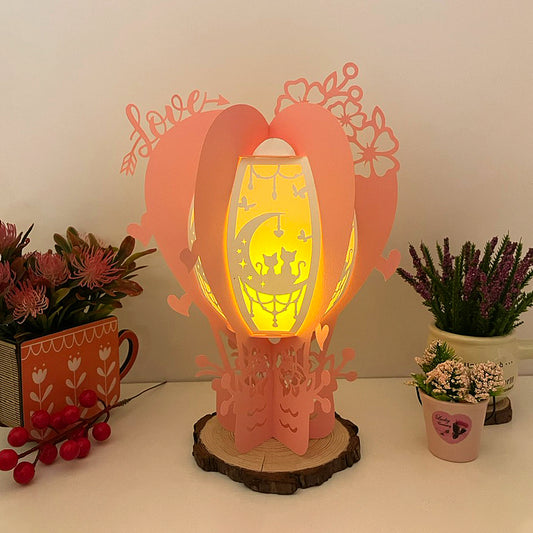 Cat Couple - 3D Valentine Lantern Air Balloon File  - Cricut File  - VEKTOR KRAFT
