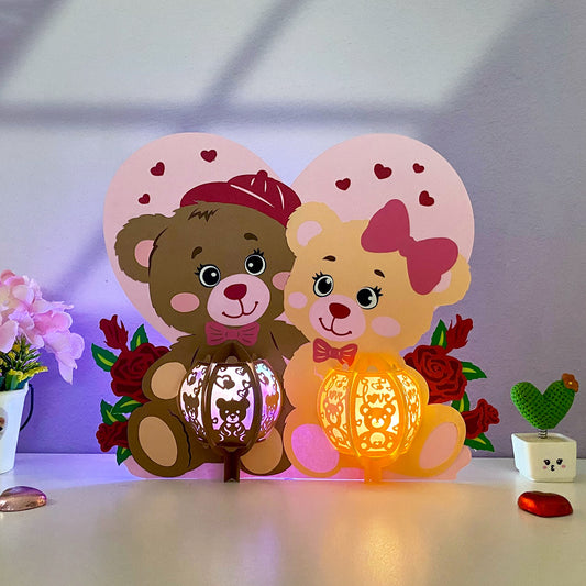 Bear Couple - 3D Valentine Lantern File - Cricut File  - VEKTOR KRAFT