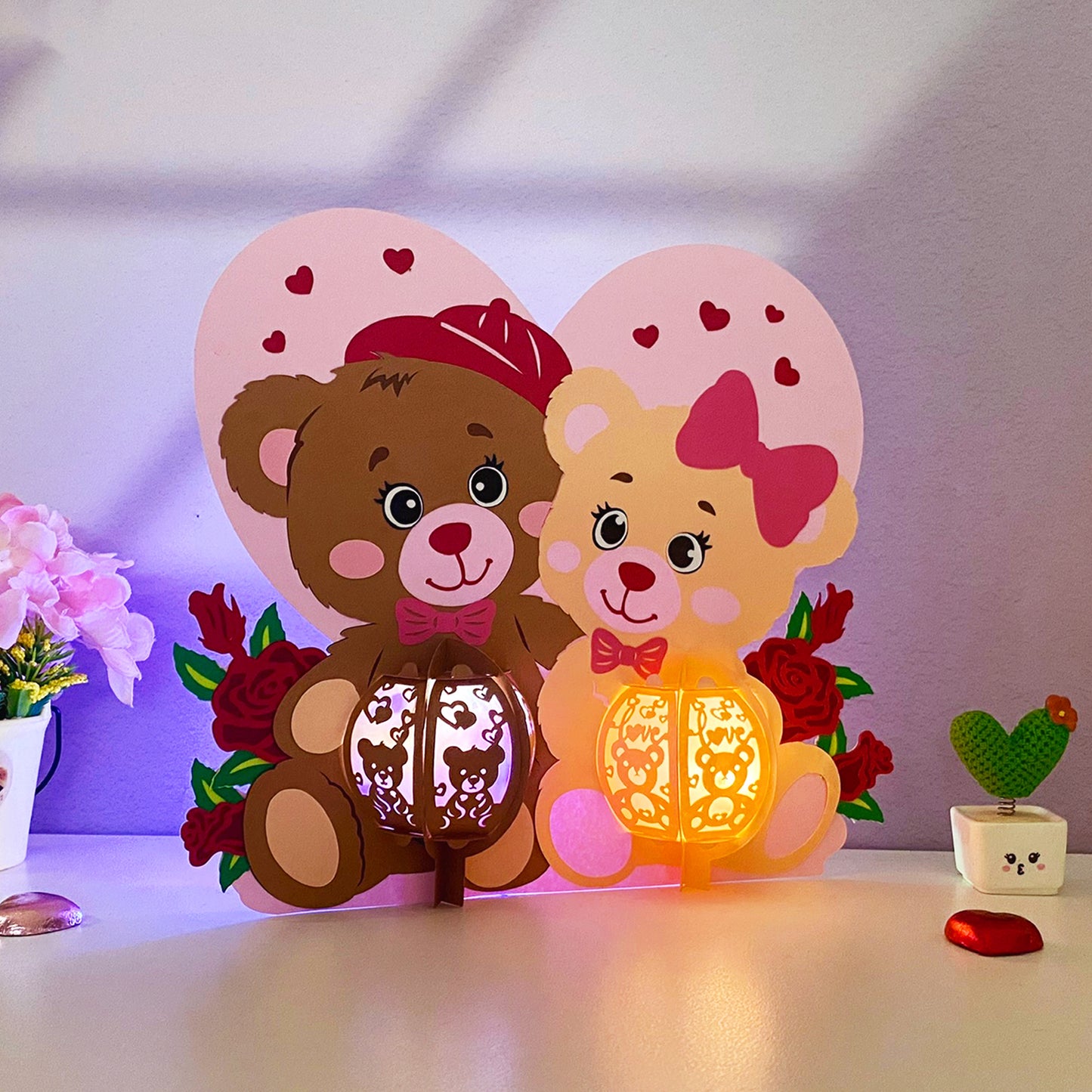 Bear Couple – 3D Lantern SVG File for Cricut & Silhouette