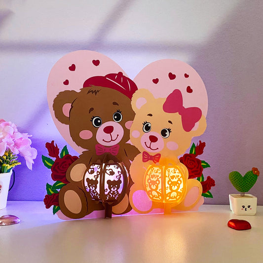 Bear Couple - 3D Valentine Lantern File - Cricut File  - VEKTOR KRAFT