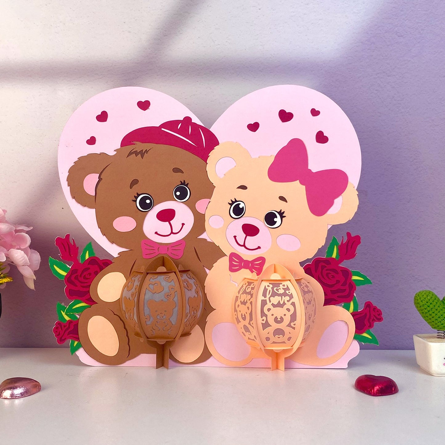 Bear Couple – 3D Lantern SVG File for Cricut & Silhouette
