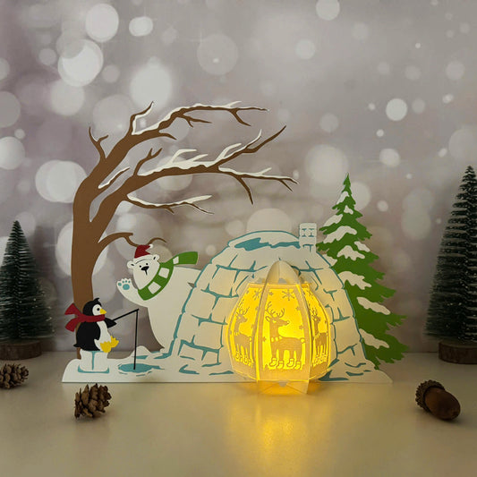 Bear Xmas 4 - 3D Christmas Lantern File - Cricut File  - VEKTOR KRAFT