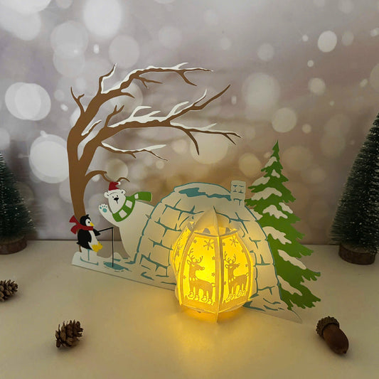 Bear Xmas 4 - 3D Christmas Lantern File - Cricut File  - VEKTOR KRAFT