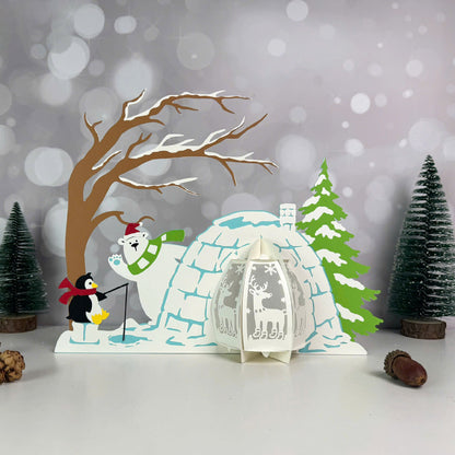 Bear Xmas 4 – 3D Lantern SVG File for Cricut & Silhouette
